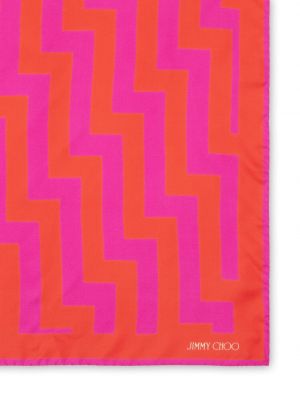 Jedwabna szal z nadrukiem w abstrakcyjne wzory Jimmy Choo różowa