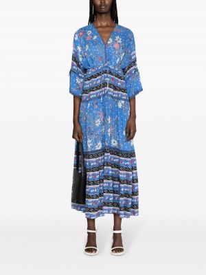 Robe longue à fleurs à imprimé Dvf Diane Von Furstenberg bleu
