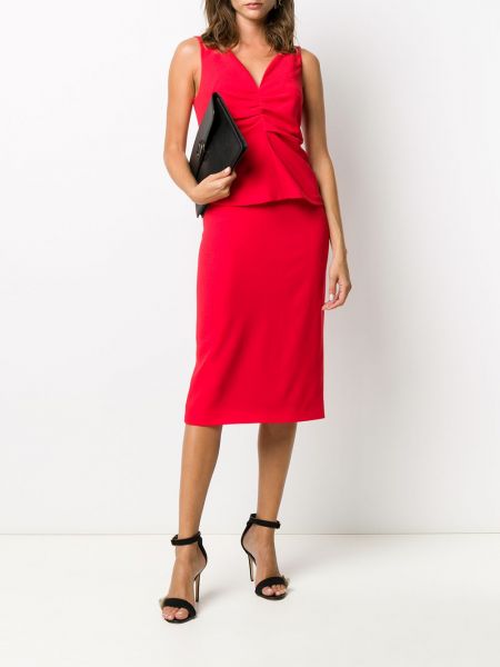 Vestido de cóctel con escote v con volantes Givenchy rojo