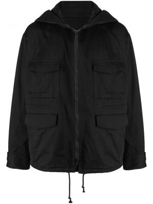 Bavlnená bunda s kapucňou Yohji Yamamoto čierna