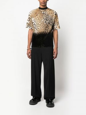 Leopardí tričko s potiskem Roberto Cavalli černé