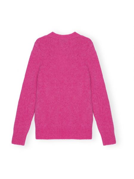 Sweter z alpaki Ganni różowy