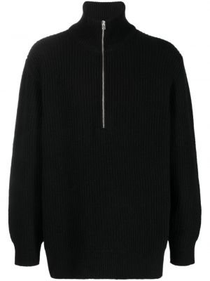 Вълнен пуловер с цип Closed черно