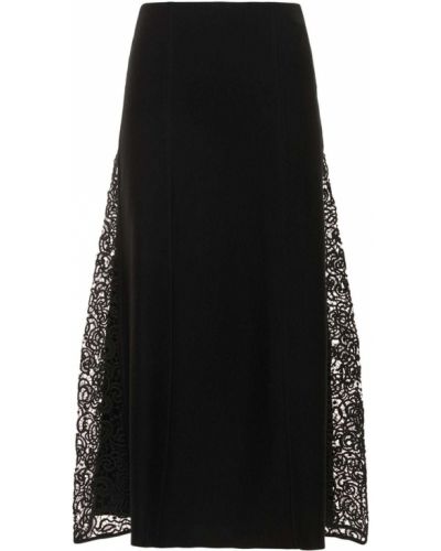 Čipkovaná vlnená midi sukňa Gabriela Hearst čierna