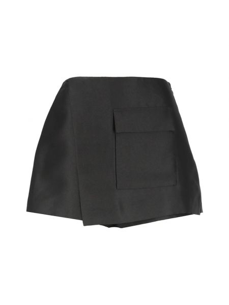 Satynowa mini spódniczka z kieszeniami Self-portrait czarna