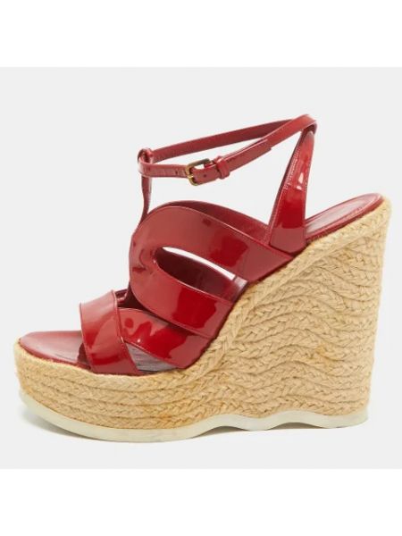 Sandalias de cuero retro Yves Saint Laurent Vintage rojo