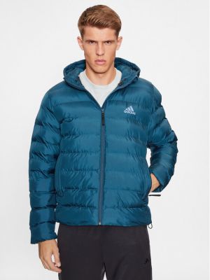 Zateplená priliehavá páperová bunda Adidas modrá