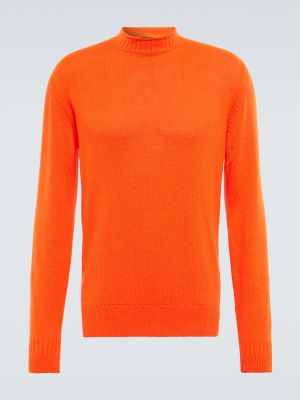 Jersey cuello alto de cachemir de tela jersey con estampado de cachemira Loro Piana naranja
