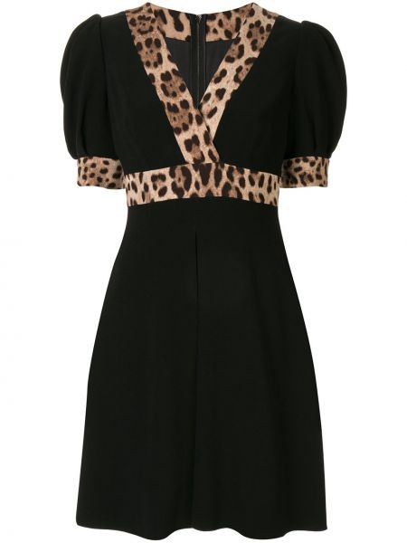 Vestido de cóctel leopardo bootcut Dolce & Gabbana negro