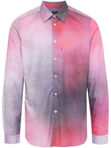 Bombažna srajca s potiskom z abstraktnimi vzorci Paul Smith roza