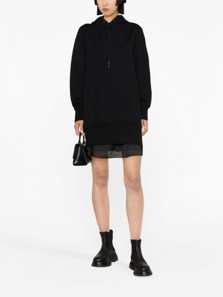Mini-abito con cappuccio Sacai nero