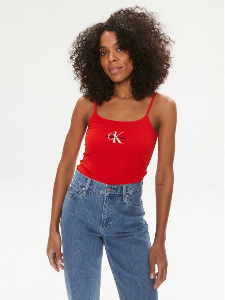 Slim fit top Calvin Klein Jeans červený