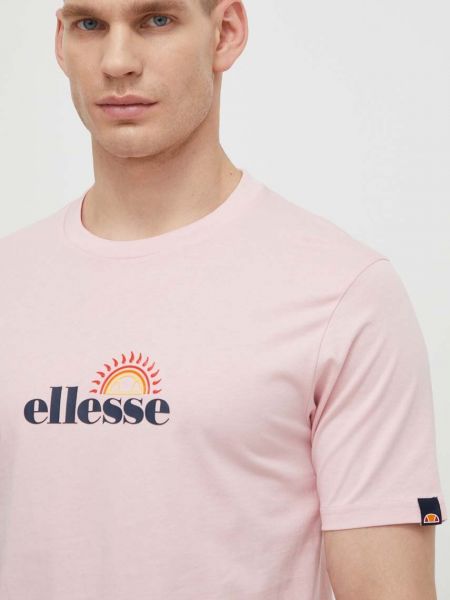 Koszulka bawełniana z nadrukiem Ellesse różowa