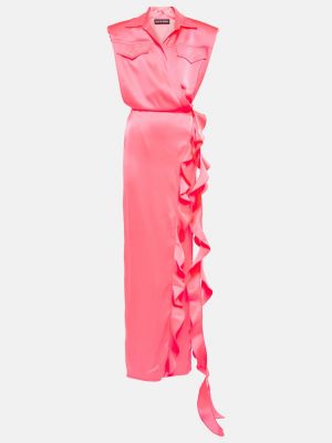 Satenska dolga obleka David Koma roza
