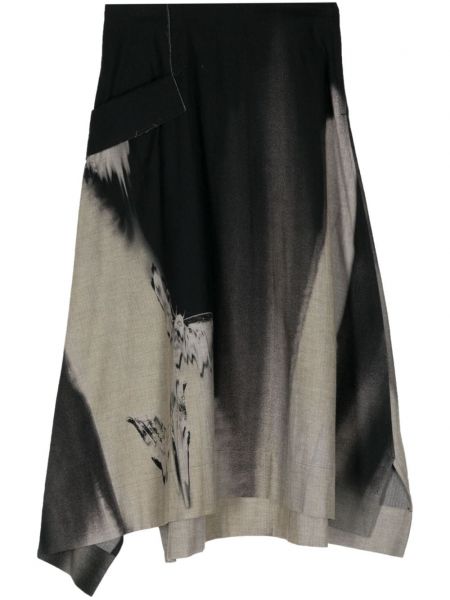 Bavlněné sukně s potiskem s abstraktním vzorem Y's černé