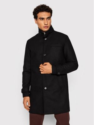 Czarny płaszcz zimowy wełniany Jack&jones Premium