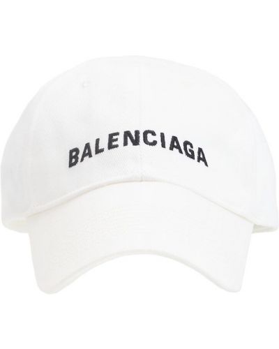 Шапка с козирки бродирана Balenciaga бяло
