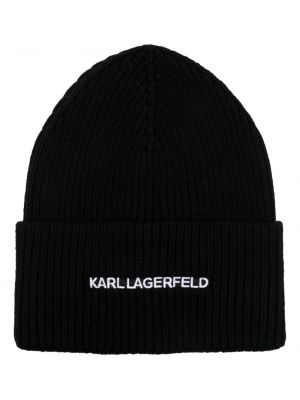 Tikitud müts Karl Lagerfeld must