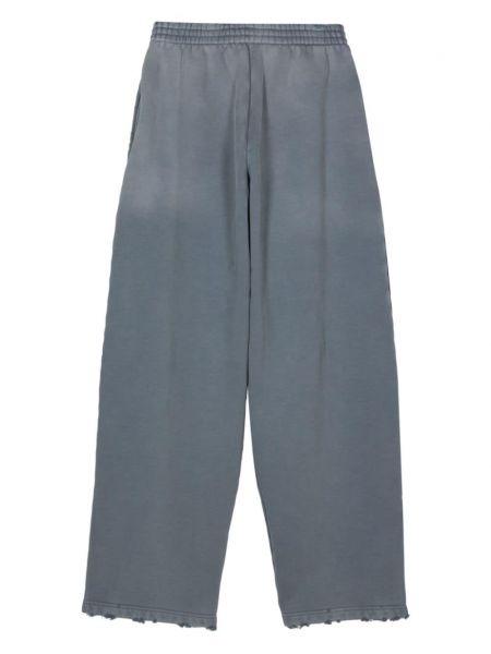 Pantalon avec imprimé slogan en coton à imprimé Balenciaga bleu