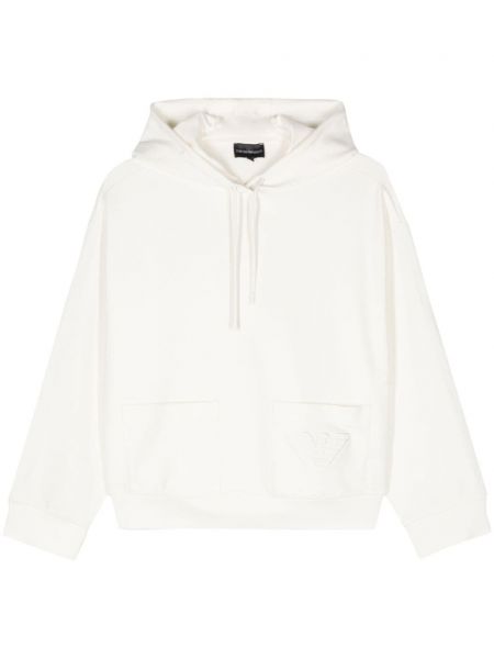 Siuvinėtas džemperis su gobtuvu Emporio Armani balta