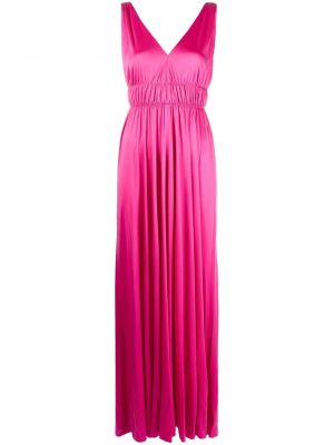 Πλισέ βραδινό φόρεμα με λαιμόκοψη v P.a.r.o.s.h. ροζ