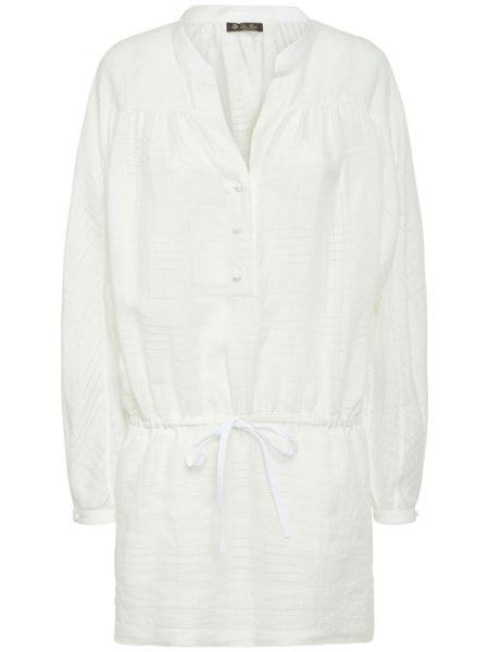 Lněné mini šaty Loro Piana bílé