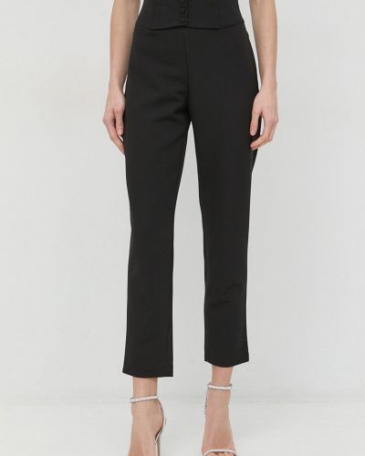 Bardot pantaloni femei, culoarea negru, mulata, high waist