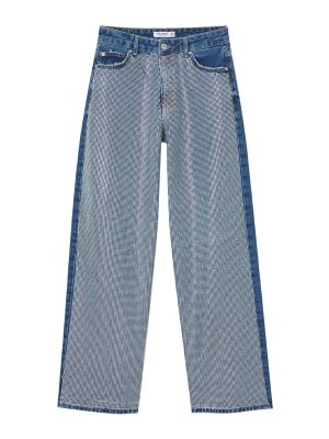 Priehľadné džínsy s rovným strihom Pull&bear modrá