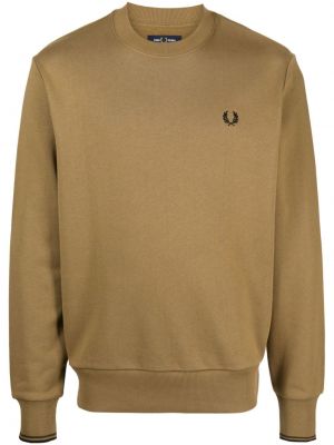Puloverel cu broderie tricotate Fred Perry maro