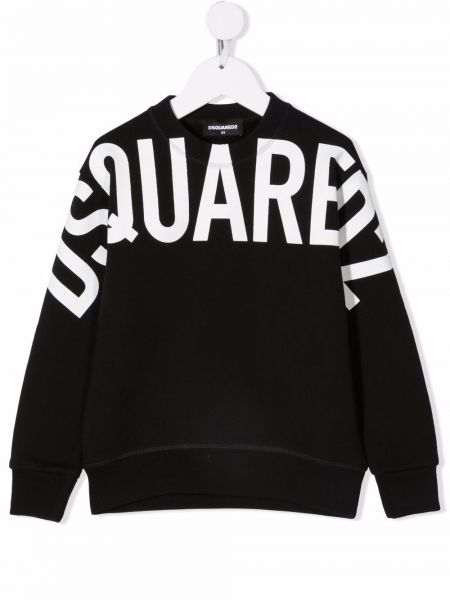 Trykt bomull hettegenser for jenter Dsquared2 Kids svart