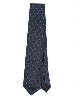 Žakardinis šilkinis kaklaraištis Zegna mėlyna