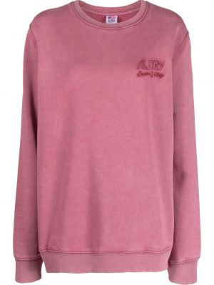 Bomull brodert sweatshirt Autry rosa