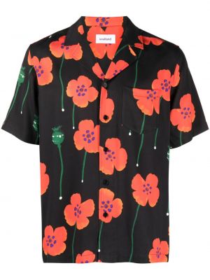 Koszula w kwiatki z nadrukiem Soulland czarna