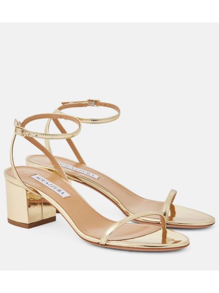 Konstläder läder sandaletter Aquazzura guld