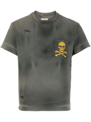 T-shirt z nadrukiem z przetarciami bawełniana z krótkim rękawem Gallery Dept. - сzarny