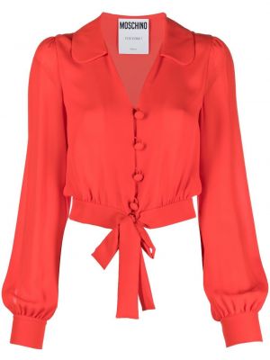 Копринена блуза Moschino червено