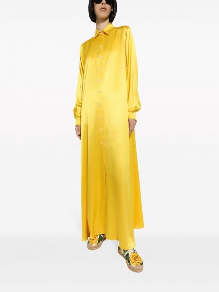 Jedwabna sukienka długa Dolce And Gabbana żółta