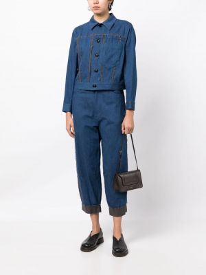 Bavlněná džínová bunda s oděrkami Y's modrá