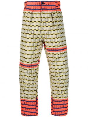 Rovné kalhoty s potiskem s abstraktním vzorem Henrik Vibskov žluté