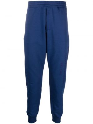 Spodnie sportowe z nadrukiem Alexander Mcqueen niebieskie