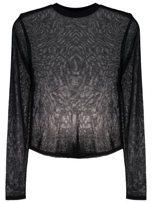 Priehľadný vlnený sveter s dlhými rukávmi Osklen - čierna