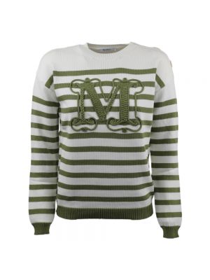 Sweter z okrągłym dekoltem Max Mara zielony