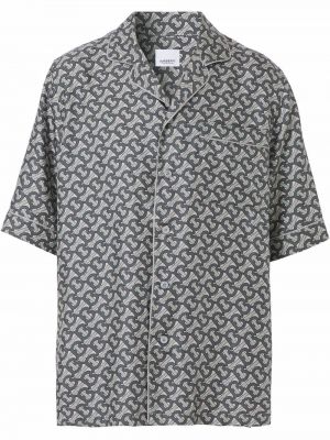 Camisa de seda con estampado Burberry gris