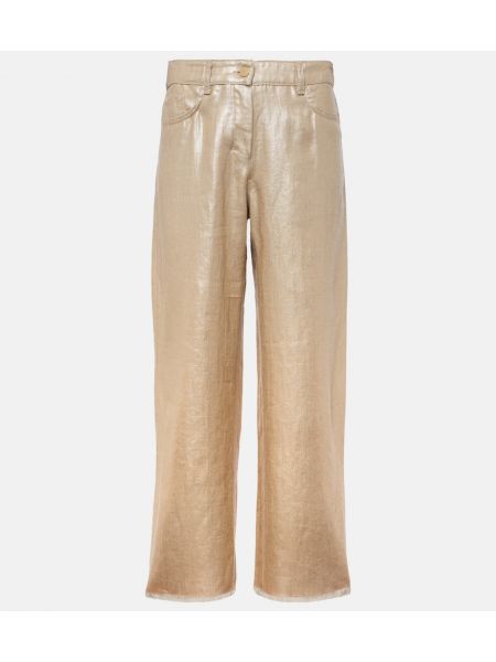 Pantaloni a vita alta di lino 's Max Mara oro