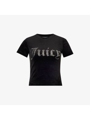 Велюровая футболка слим со стразами Juicy Couture черная