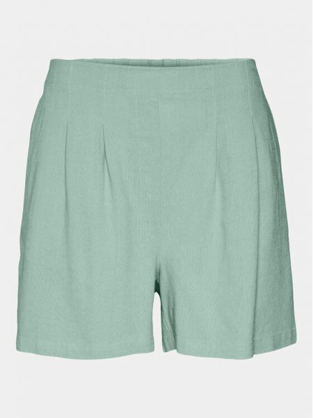 Lanene hlače z volani Vero Moda zelena