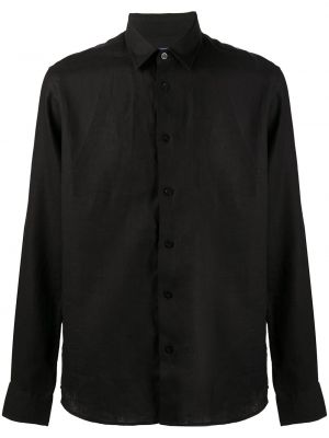 Едноцветна ленена риза Vilebrequin черно