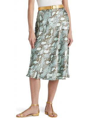Атласная юбка с принтом со змеиным принтом Lauren Ralph Lauren