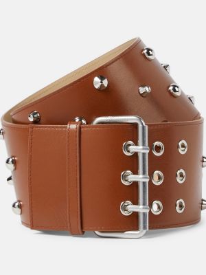 Cinturón de cuero con tachuelas Blumarine marrón