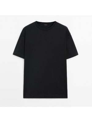 Хлопковая футболка Massimo Dutti черная
